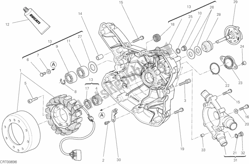 Wszystkie części do Os? Ona Crnkcse Od Strony Lewej Pompy Wody Ducati Monster 1200 S 2016